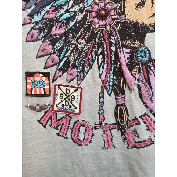 Double D Ranch Embroidered Top Beaded Patches Night Bird Shirt Extra Large XL - Picture 4 of 8
